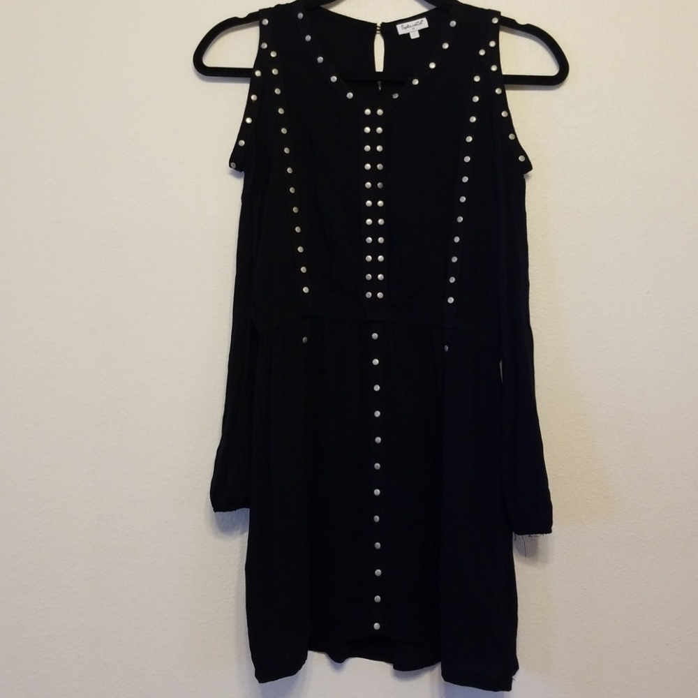 Splendid Cold-Shoulder Studded black dress